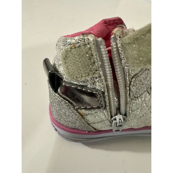 Skechers Twinkle Toes Silver and Pink Toddler High Top Shoes | Toddler Size 2 - Picture 9 of 12